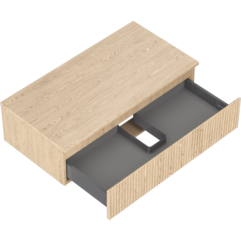 Mexen Rivel armario de baño bajo lavabo 90 cm con encimera, 1 cajón, ranurado, roble - 91A20-09023-1-BFC81