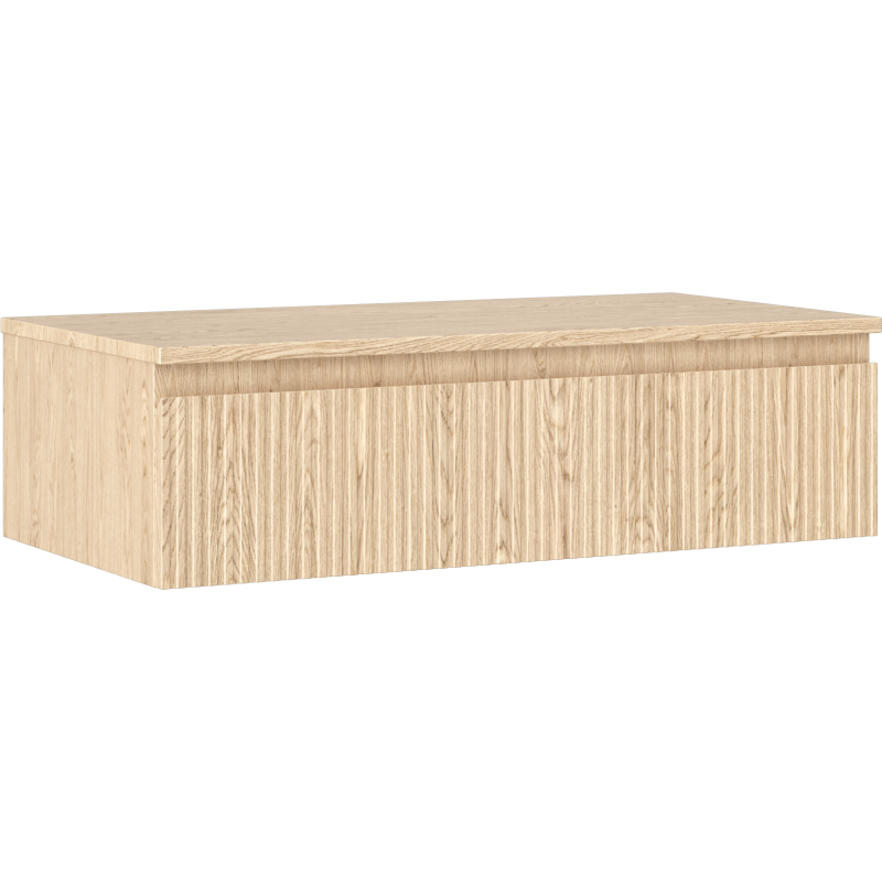 Mexen Rivel Badezimmerunterschrank 90 cm mit Arbeitsplatte, 1 Schublade, gerillt, Eiche - 91A20-09023-1-BFC81