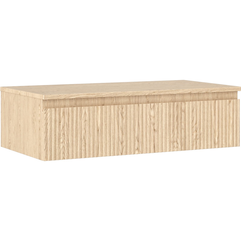Mexen Rivel vannitoamööbli kapp 90 cm lauaplaadiga, 1 sahtel, rihveldatud, tamm - 91A20-09023-1-BFC81