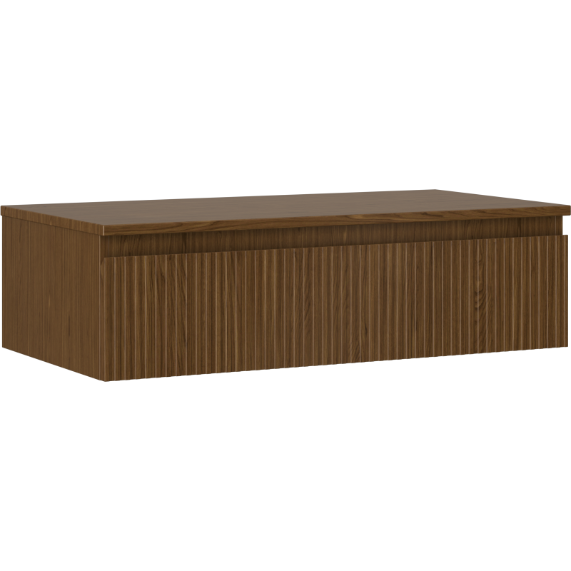 Mexen Rivel Badezimmerschrank 90 cm mit Arbeitsplatte, 1 Schublade, geriffelt, Nussbaum - 91A20-09023-1-BFC86