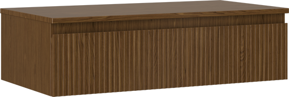 Mexen Rivel badkamerkastje voor wastafel 90 cm met blad, 1 lade, geribbeld, noten - 91A20-09023-1-BFC86