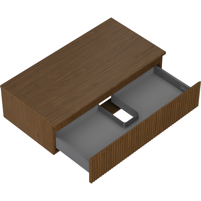 Mexen Rivel meuble de salle de bain sous-vasque 90 cm avec plateau, 1 tiroir, rainuré, noyer - 91A20-09023-1-BFC86