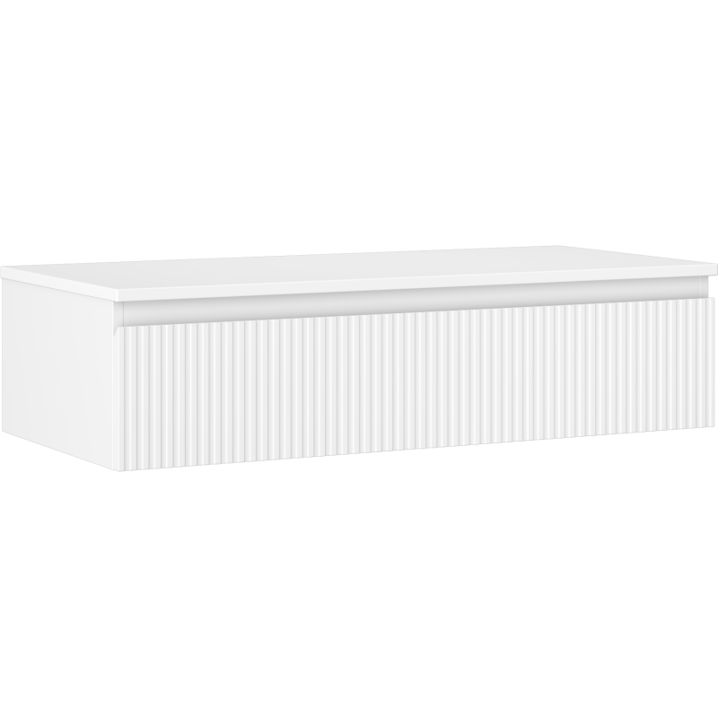 Mexen Rivel Badezimmerschrank 100 cm mit Platte, 1 Schublade, gerillt, weiß matt - 91A20-10023-1-BFC01