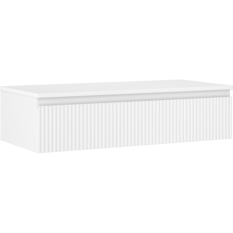 Mexen Rivel mobiletto da bagno sotto lavabo 100 cm con piano, 1 cassetto, scanalato, bianco opaco - 91A20-10023-1-BFC01