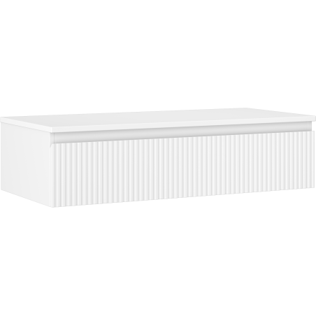 Mexen Rivel szafka łazienkowa podumywalkowa 100 cm z blatem, 1 szuflada, ryflowana , biała mat - 91A20-10023-1-BFC01