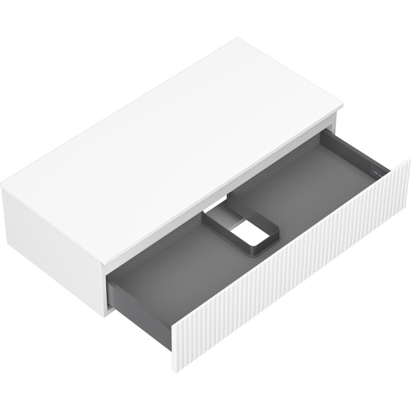 Mexen Rivel badkamerkast onder wastafel 100 cm met blad, 1 lade, gefreesd, wit mat - 91A20-10023-1-BFC01