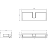 Mexen Rivel Badezimmerunterschrank 100 cm mit Arbeitsplatte, 1 Schublade, geriffelt, grau matt - 91A20-10023-1-BFC62