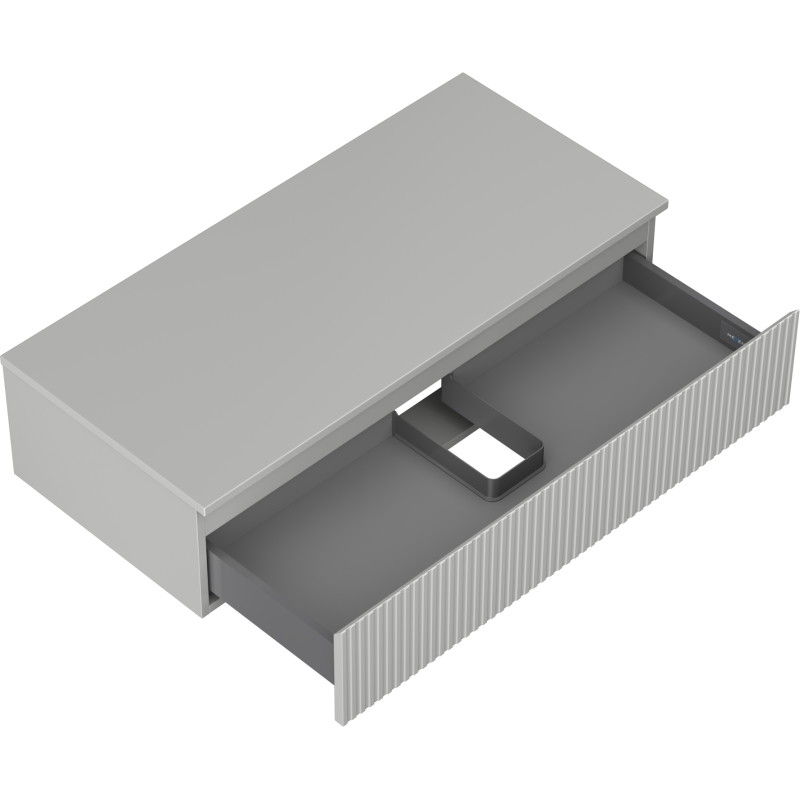 Mexen Rivel Badezimmerschrank unter Waschbecken 100 cm mit Platte, 1 Schublade, geriffelt, grau matt - 91A20-10023-1-BFC62