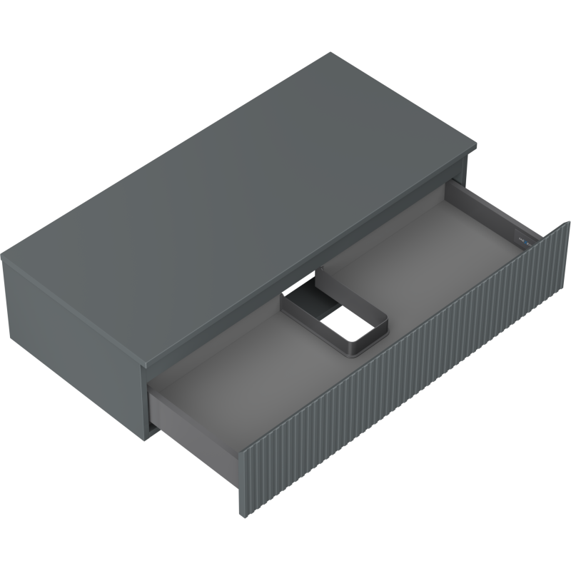 Mexen Rivel gabinete de baño debajo del lavabo de 100 cm con encimera, 1 cajón, acanalado, grafito mate - 91A20-10023-1-BFC66