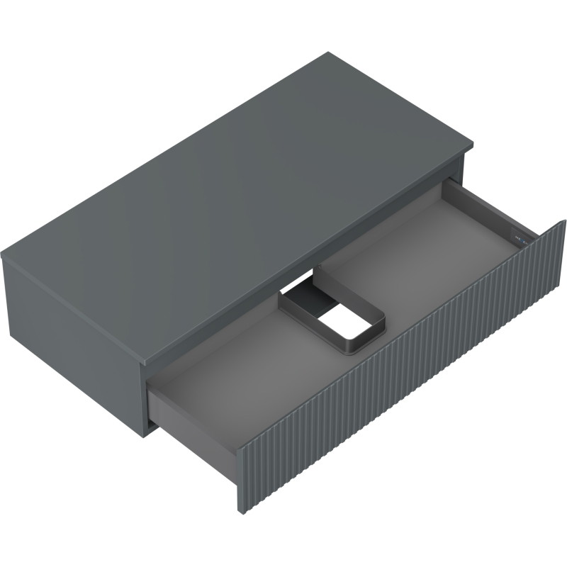 Mexen Rivel meuble de salle de bain sous lavabo 100 cm avec plateau, 1 tiroir, rainuré, graphite mat - 91A20-10023-1-BFC66