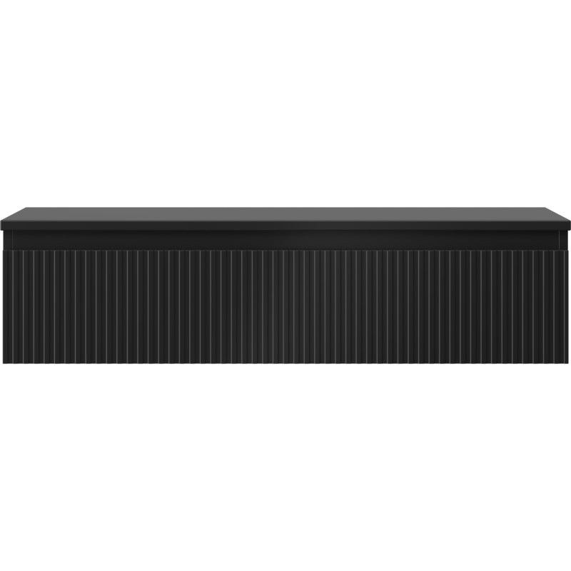 Mexen Rivel 100 cm Bathroom Cabinet with Countertop, 1 Drawer, Grooved, Black Matt - 91A20-10023-1-BFC71