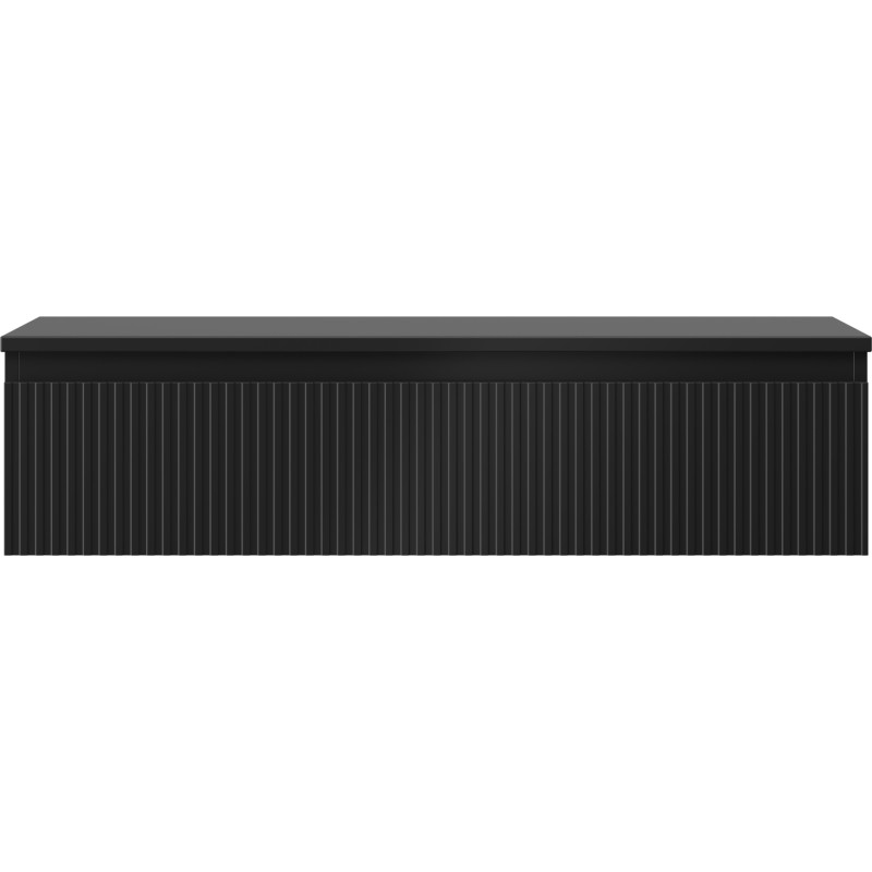 Mexen Rivel mueble de baño bajo lavabo de 100 cm con encimera, 1 cajón, acanalado, negro mate - 91A20-10023-1-BFC71
