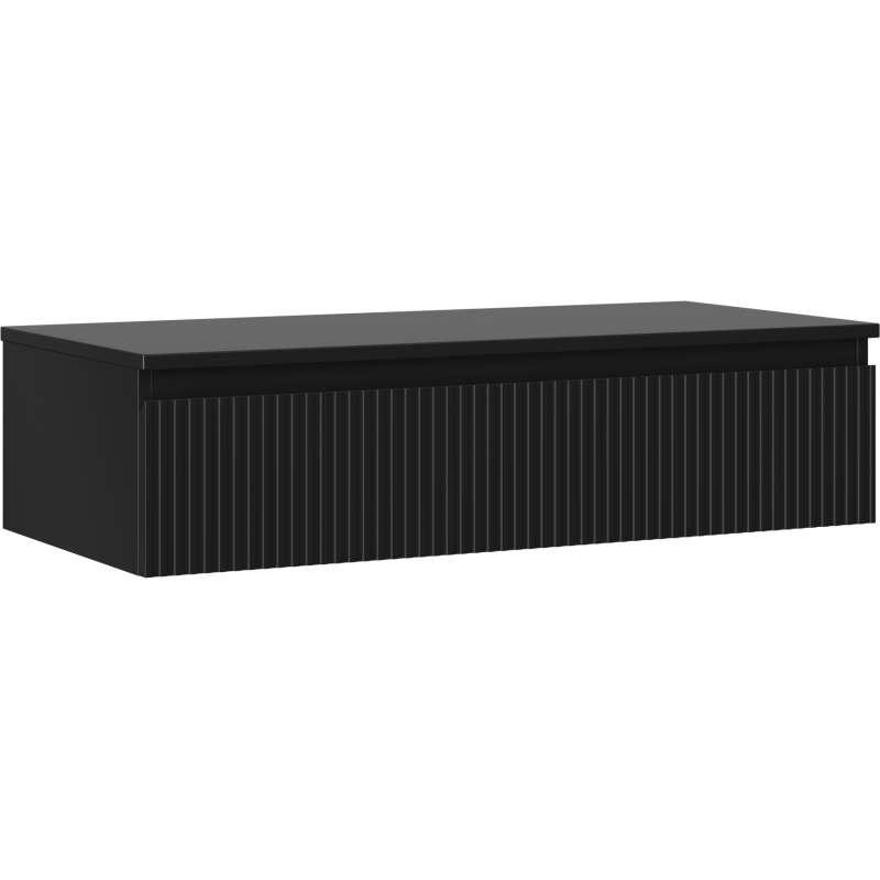 Mexen Rivel Badezimmerschrank 100 cm mit Waschtischplatte, 1 Schublade, geriffelt, schwarz matt - 91A20-10023-1-BFC71