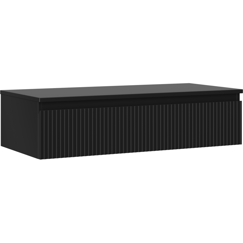 Mexen Rivel meuble de salle de bain sous-vasque 100 cm avec plateau, 1 tiroir, rainuré, noir mat - 91A20-10023-1-BFC71