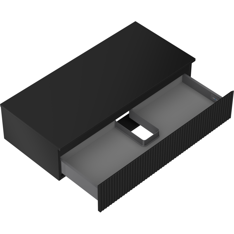 Mexen Rivel mueble de baño bajo lavabo de 100 cm con encimera, 1 cajón, ranurado, negro mate - 91A20-10023-1-BFC71