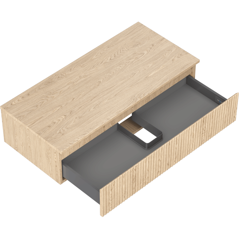 Mexen Rivel badmeubel onder de wastafel 100 cm met blad, 1 lade, groef , eik - 91A20-10023-1-BFC81