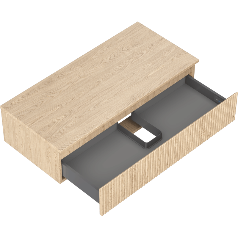 Mexen Rivel kylpyhuonekaappi pesualtaan alle 100 cm, jossa työtaso, 1 laatikko, uritettu, tammi - 91A20-10023-1-BFC81