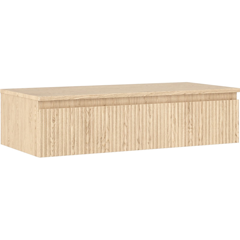 Mexen Rivel 100 cm Bathroom Cabinet with Countertop, 1 Drawer, Fluted, Oak - 91A20-10023-1-BFC81