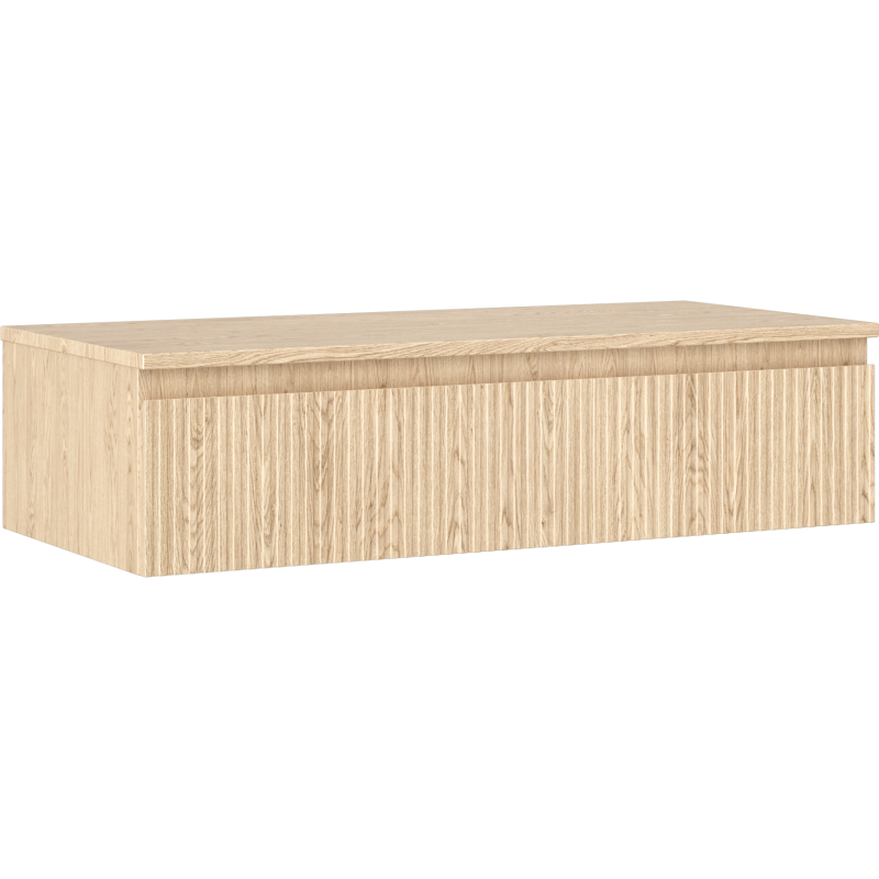 Mexen Rivel Badezimmerschrank 100 cm mit Waschbecken, 1 Schublade, geriffelt, Eiche - 91A20-10023-1-BFC81