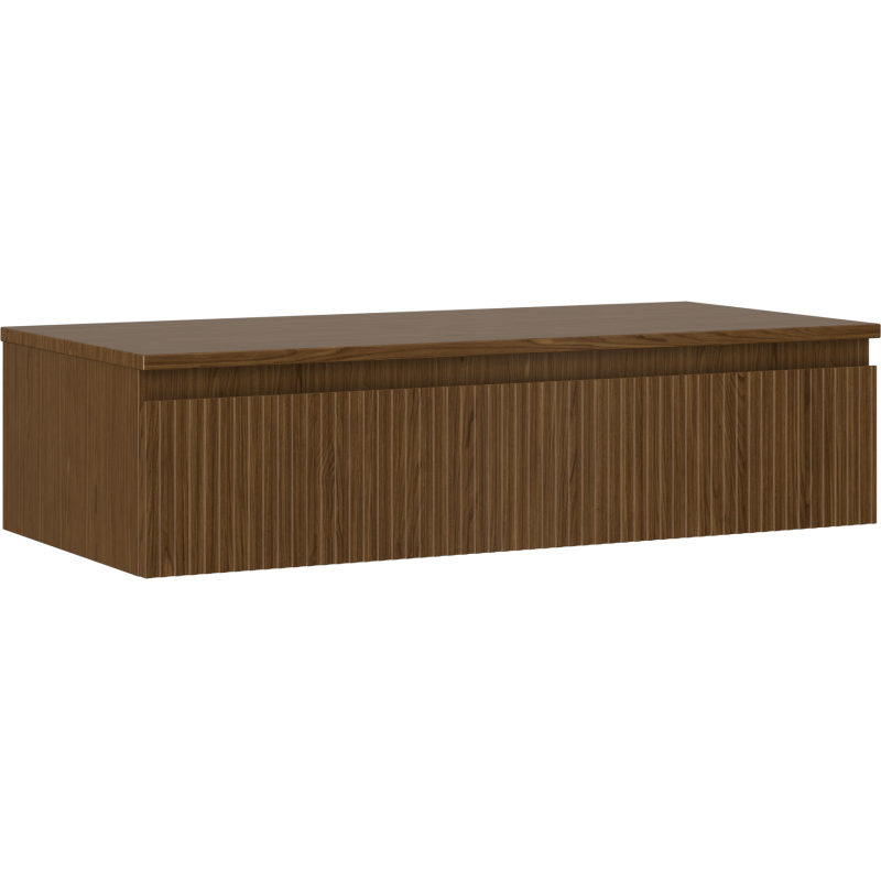 Mexen Rivel badkamerkastje onder de wastafel 100 cm met blad, 1 lade, gegroefd, walnoot - 91A20-10023-1-BFC86