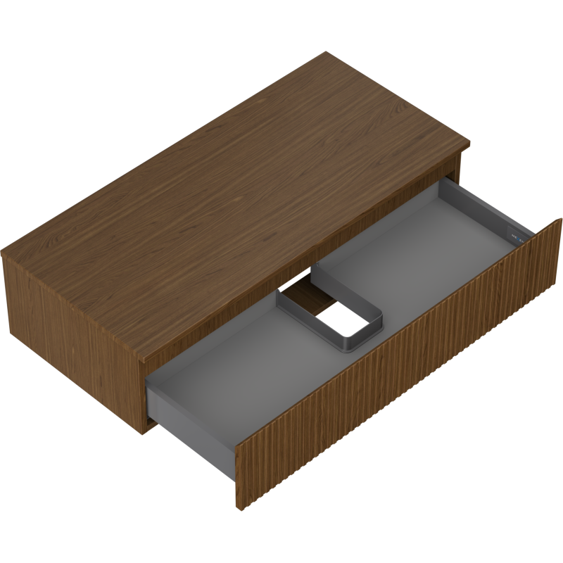 Mexen Rivel 100 cm Vanity Unit with Countertop, 1 Drawer, Grooved, Walnut - 91A20-10023-1-BFC86