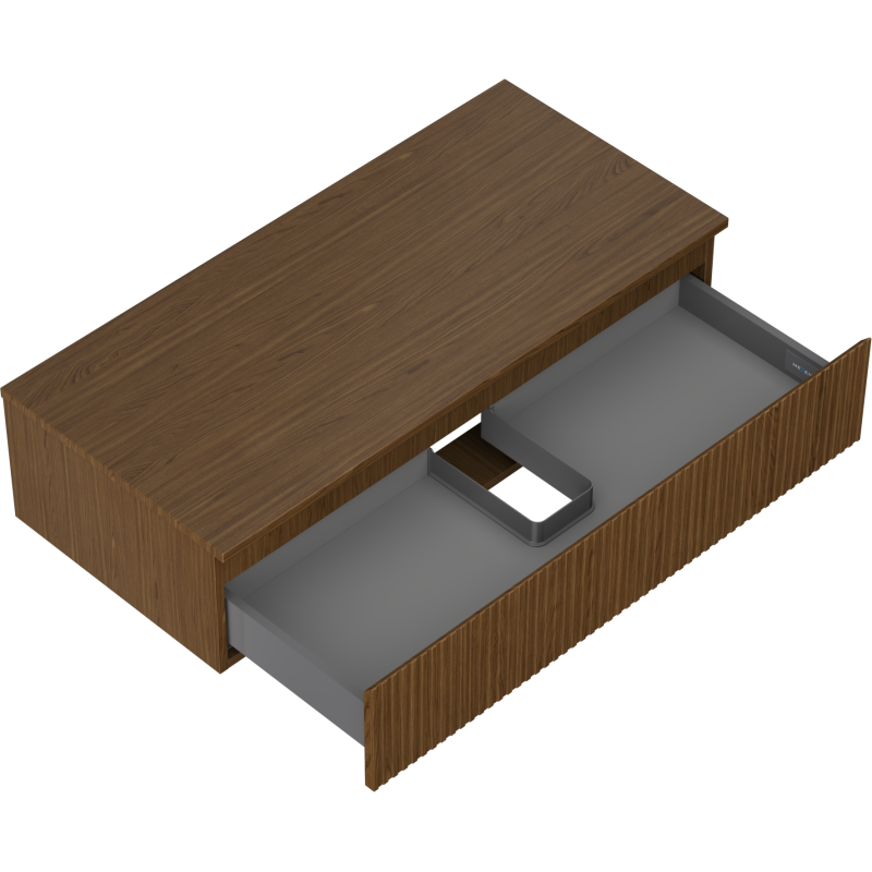 Mexen Rivel armario de baño bajo lavabo 100 cm con encimera, 1 cajón, ranurado, nogal - 91A20-10023-1-BFC86