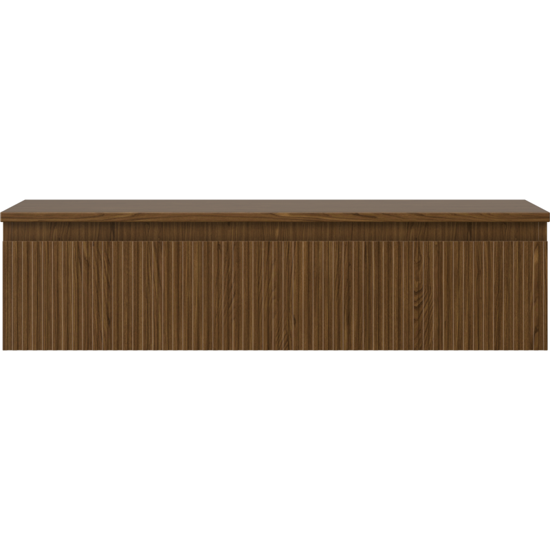 Mexen Rivel 100 cm Vanity Unit with Countertop, 1 Drawer, Grooved, Walnut - 91A20-10023-1-BFC86