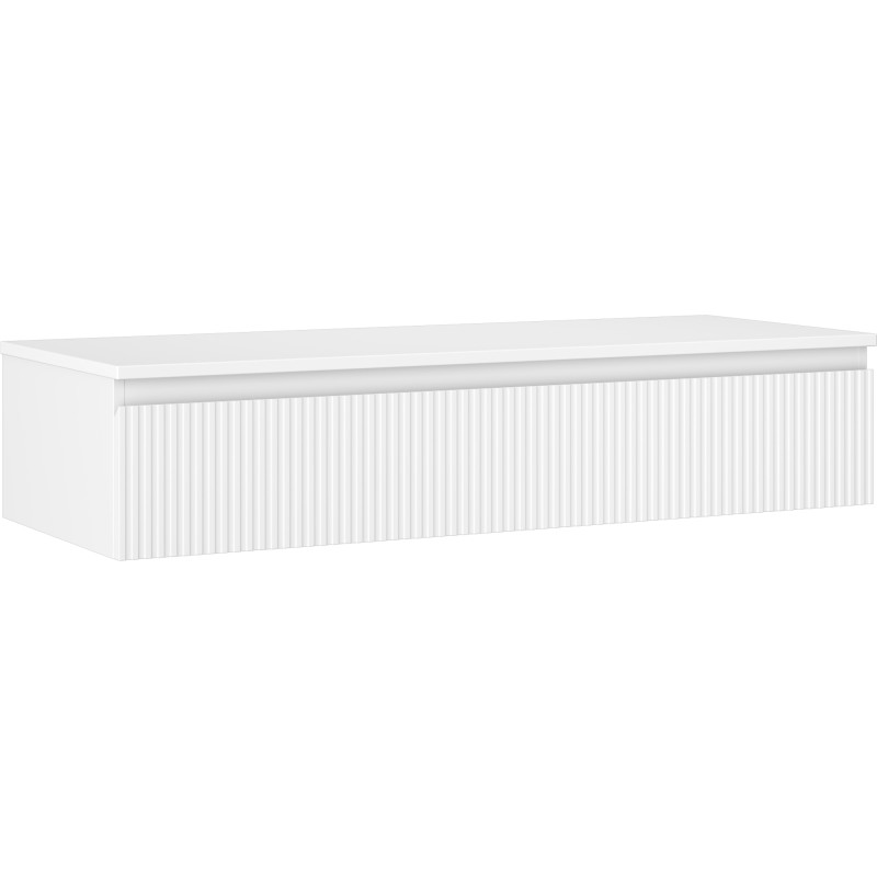 Mexen Rivel badkamerkast onder wastafel 120 cm met blad, 1 lade, gegroefd, wit mat - 91A20-12023-1-BFC01