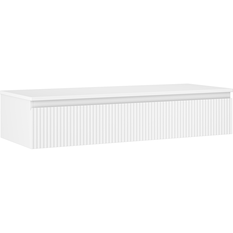 Mexen Rivel bathroom cabinet for washbasin 120 cm with countertop, 1 drawer, fluted, white matte - 91A20-12023-1-BFC01