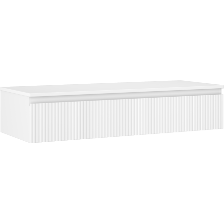 Mexen Rivel badkamerkast onder wasbak 120 cm met blad, 1 lade, geribbeld, wit mat - 91A20-12023-1-BFC01
