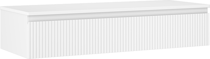 Mexen Rivel badkamerkast onder wasbak 120 cm met blad, 1 lade, geribbeld, wit mat - 91A20-12023-1-BFC01