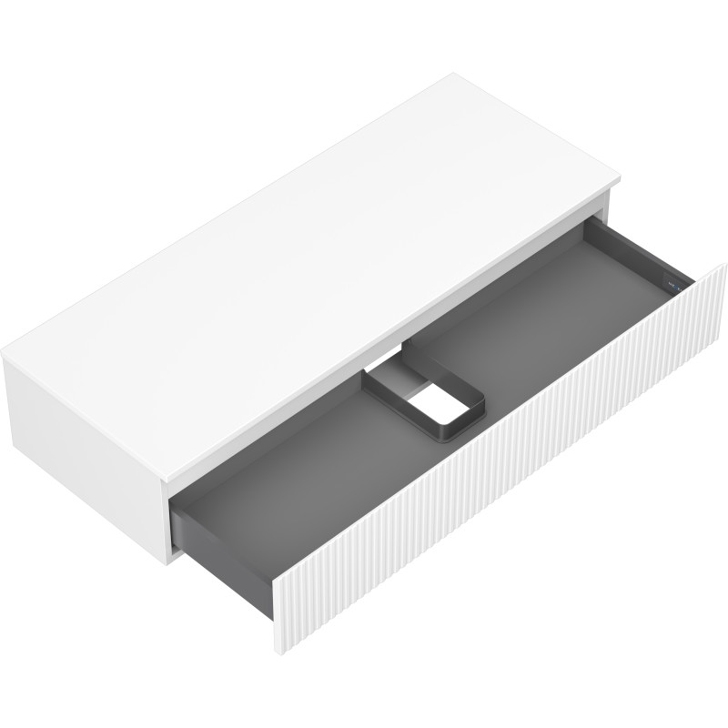 Mexen Rivel badkamerkast onder wastafel 120 cm met blad, 1 lade, gegroefd, wit mat - 91A20-12023-1-BFC01