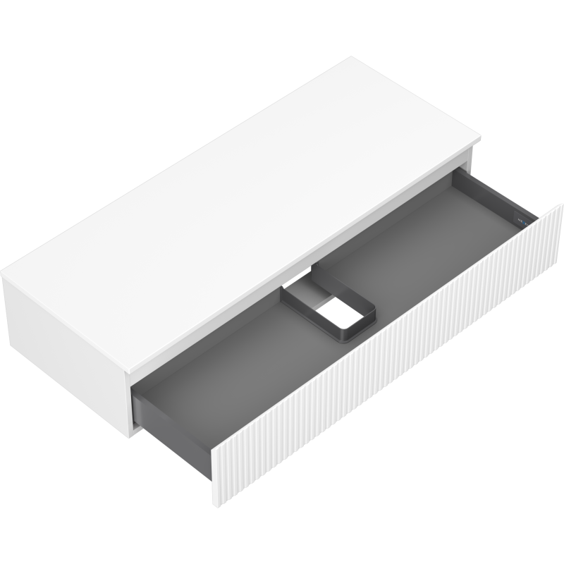 Mexen Rivel gabinete de baño para lavabo 120 cm con encimera, 1 cajón, estriado, blanco mate - 91A20-12023-1-BFC01