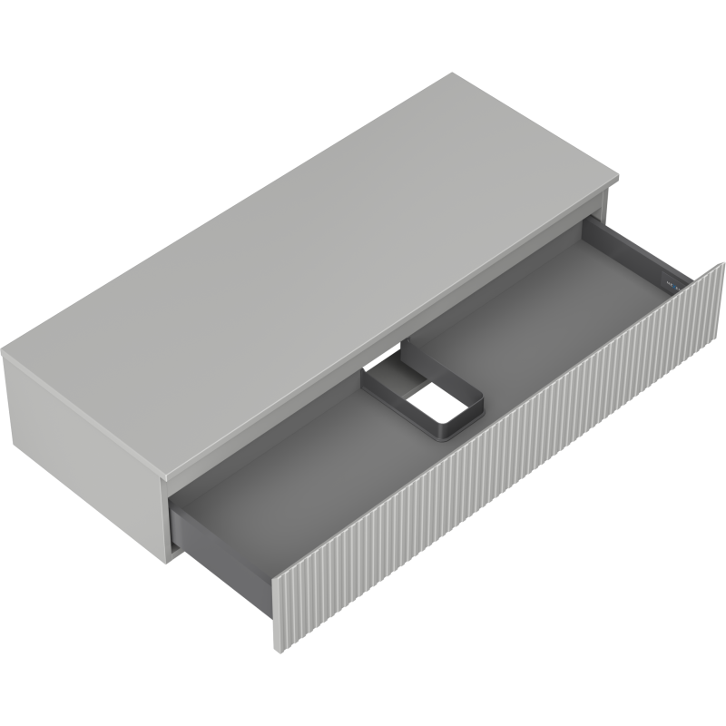 Mexen Rivel gabinete de baño bajo lavabo 120 cm con encimera, 1 cajón, ranurado, gris mate - 91A20-12023-1-BFC62