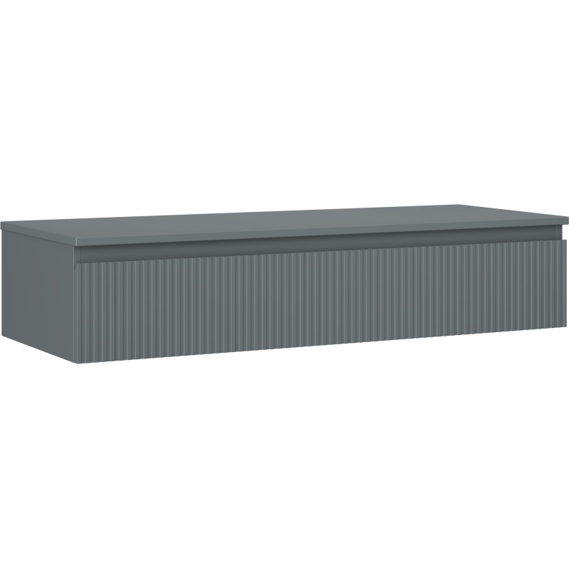 Mexen Rivel Badezimmerschrank 120 cm für Waschbecken mit Arbeitsplatte, 1 Schublade, geriffelt, Graphit matt