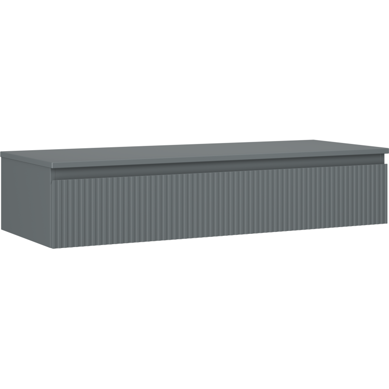 Mexen Rivel szafka łazienkowa podumywalkowa 120 cm z blatem, 1 szuflada, ryflowana , grafit mat - 91A20-12023-1-BFC66