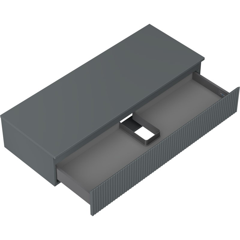 Mexen Rivel mueble de baño bajo lavabo de 120 cm con encimera, 1 cajón, ranurado, grafito mate - 91A20-12023-1-BFC66