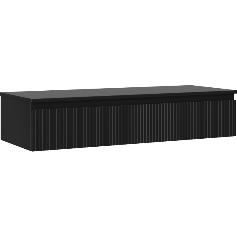 Mexen Rivel Badezimmer-Unterschrank 120 cm mit Arbeitsplatte, 1 Schublade, gerillt, schwarz matt - 91A20-12023-1-BFC71