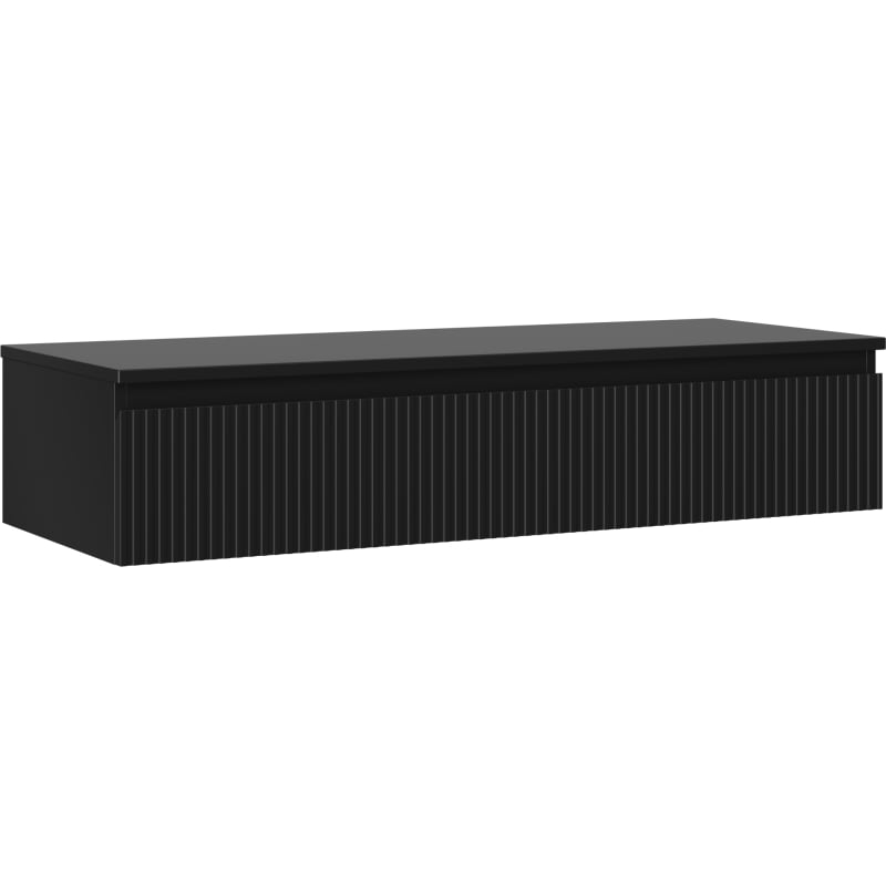 Mexen Rivel mobile da bagno sotto lavabo 120 cm con top, 1 cassetto, scanalato, nero opaco - 91A20-12023-1-BFC71