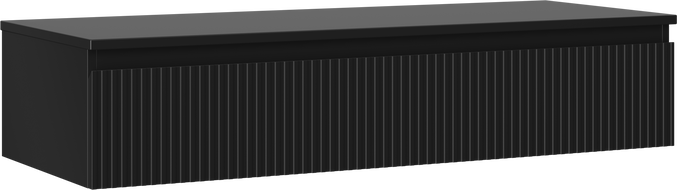 Mexen Rivel Badezimmerschrank unter Waschbecken 120 cm mit Arbeitsplatte, 1 Schublade, gerippt, schwarz matt