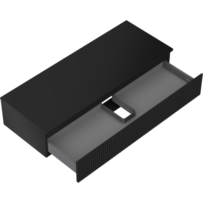 Mexen Rivel meuble de salle de bain sous lavabo 120 cm avec plateau, 1 tiroir, rainuré, noir mat - 91A20-12023-1-BFC71