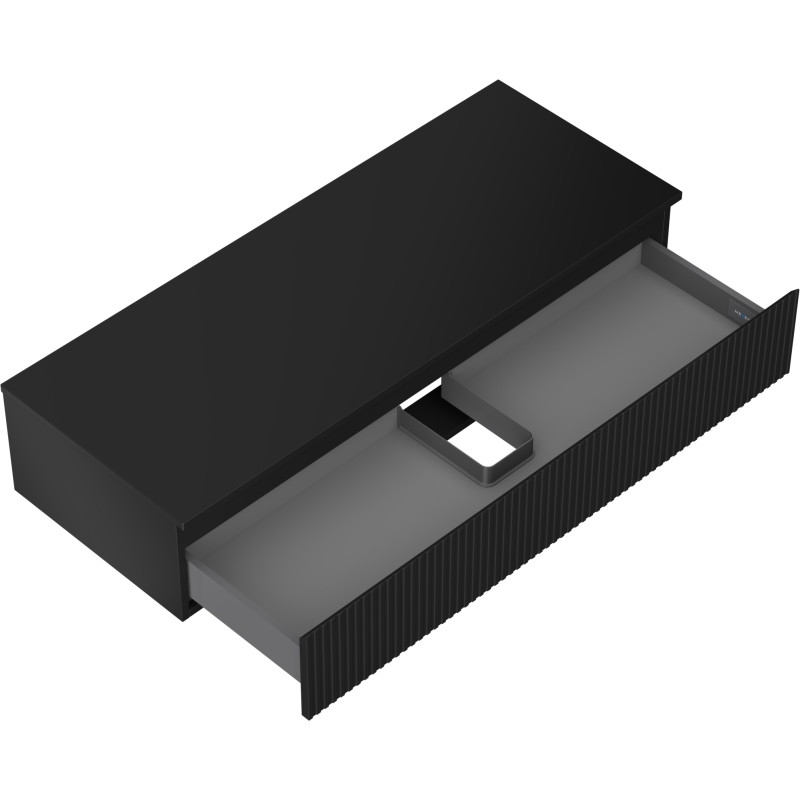 Mexen Rivel mueble de baño bajo lavabo 120 cm con encimera, 1 cajón, acanalado, negro mate - 91A20-12023-1-BFC71