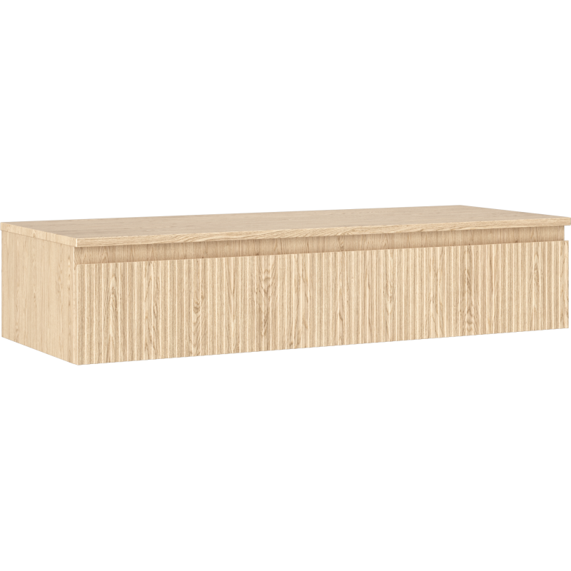Mexen Rivel bathroom cabinet for washbasin 120 cm with countertop, 1 drawer, grooved, oak - 91A20-12023-1-BFC81