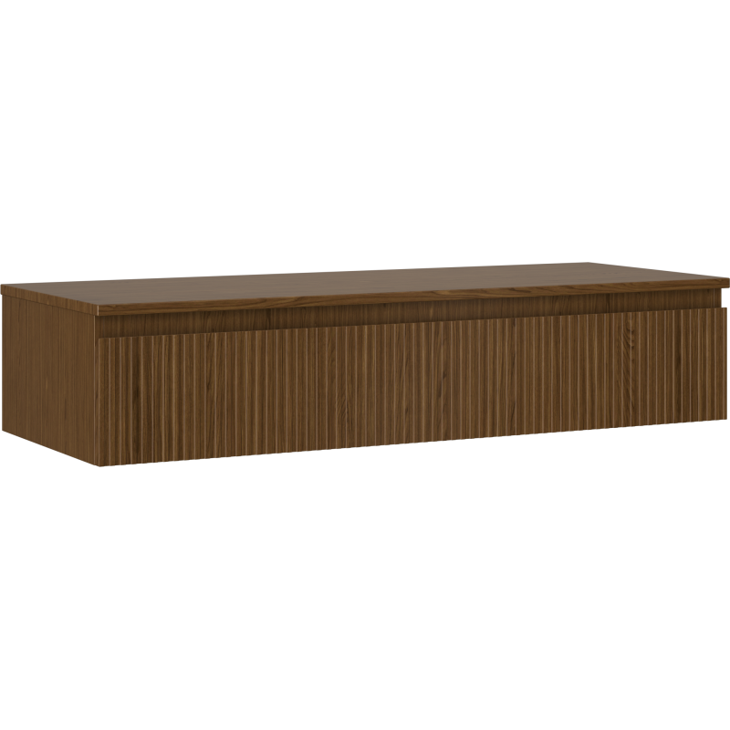 Mexen Rivel meuble de salle de bain sous-vasque 120 cm avec plateau, 1 tiroir, rainuré, noyer - 91A20-12023-1-BFC86