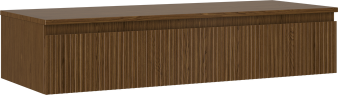 Mexen Rivel mueble de baño bajo lavabo de 120 cm con encimera, 1 cajón, ranurado, nogal - 91A20-12023-1-BFC86