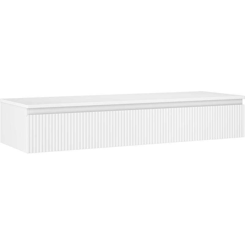 Mexen Rivel Badezimmerunterschrank 140 cm mit Arbeitsplatte, 1 Schublade, geriffelt, weiß matt - 91A20-14023-1-BFC01