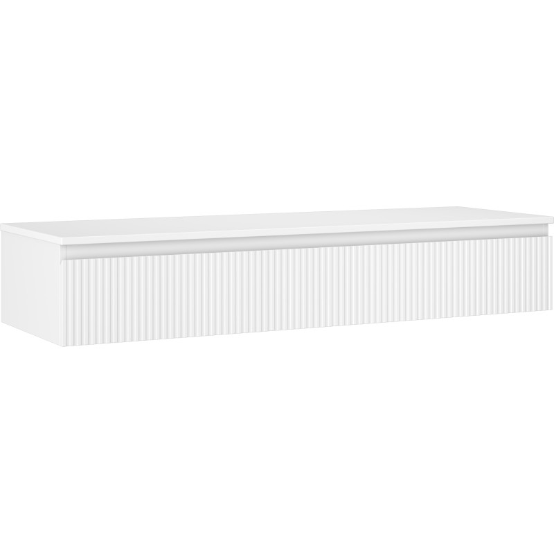 Mexen Rivel meuble sous-lavabo 140 cm avec plateau, 1 tiroir, rainuré, blanc mat - 91A20-14023-1-BFC01