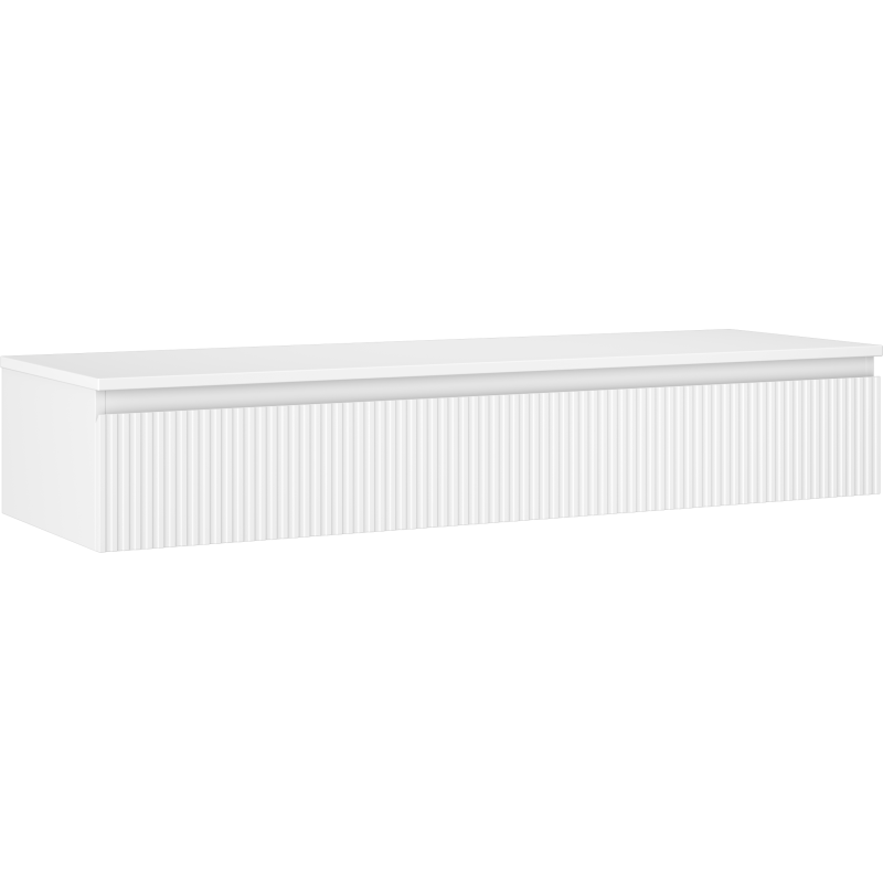 Mexen Rivel szafka łazienkowa podumywalkowa 140 cm z blatem, 1 szuflada, ryflowana , biała mat - 91A20-14023-1-BFC01