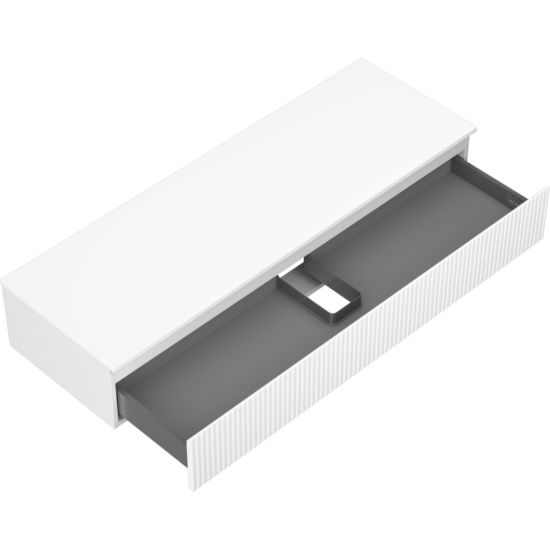 Mexen Rivel badkamerkast onder de wastafel 140 cm met blad, 1 lade, gegroefd, wit mat - 91A20-14023-1-BFC01