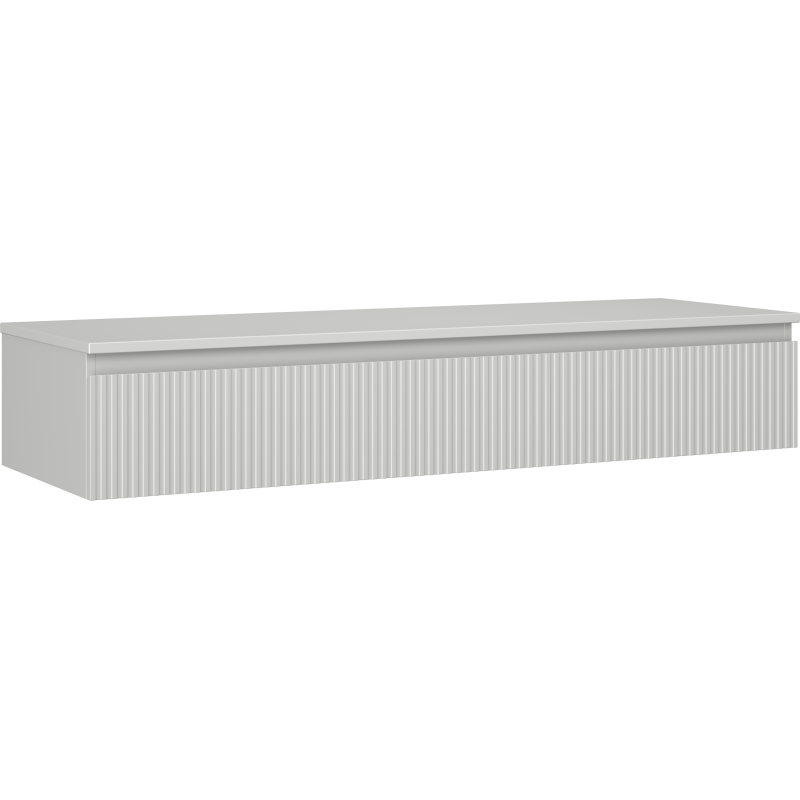 Mexen Rivel Badezimmer-Unterschrank 140 cm mit Arbeitsplatte, 1 Schublade, geriffelt, grau matt - 91A20-14023-1-BFC62